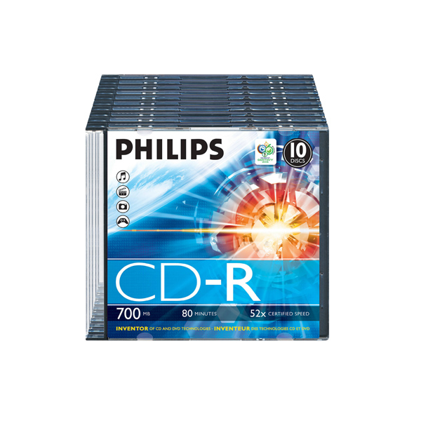 10er Pack CD-Rs im Slim Case von Philips