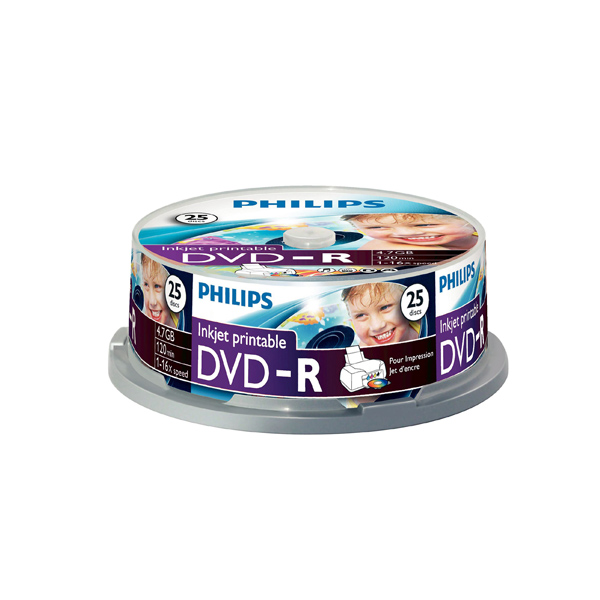25er Spindel bedruckbare DVD-R von Philips