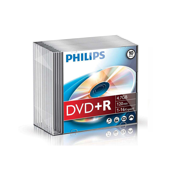 10er Pack DVD+R im Slim Case von Philips