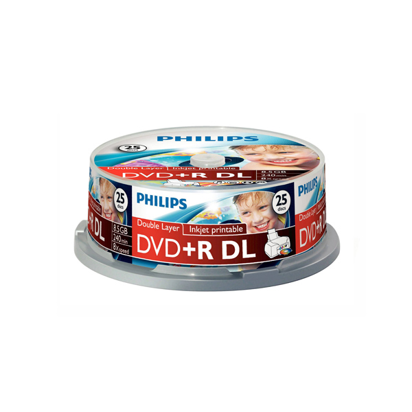 25er Spindel bedruckbare DVD+R DL von Philips