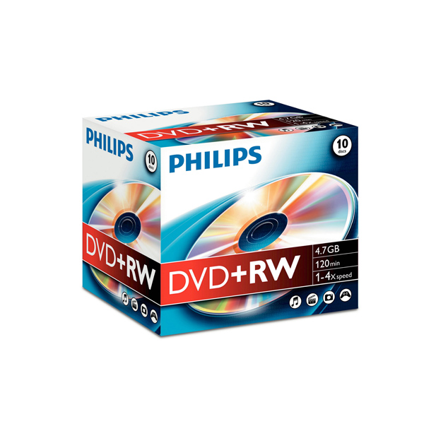 10er Pack DVD+RW im Jewelcase von Philips