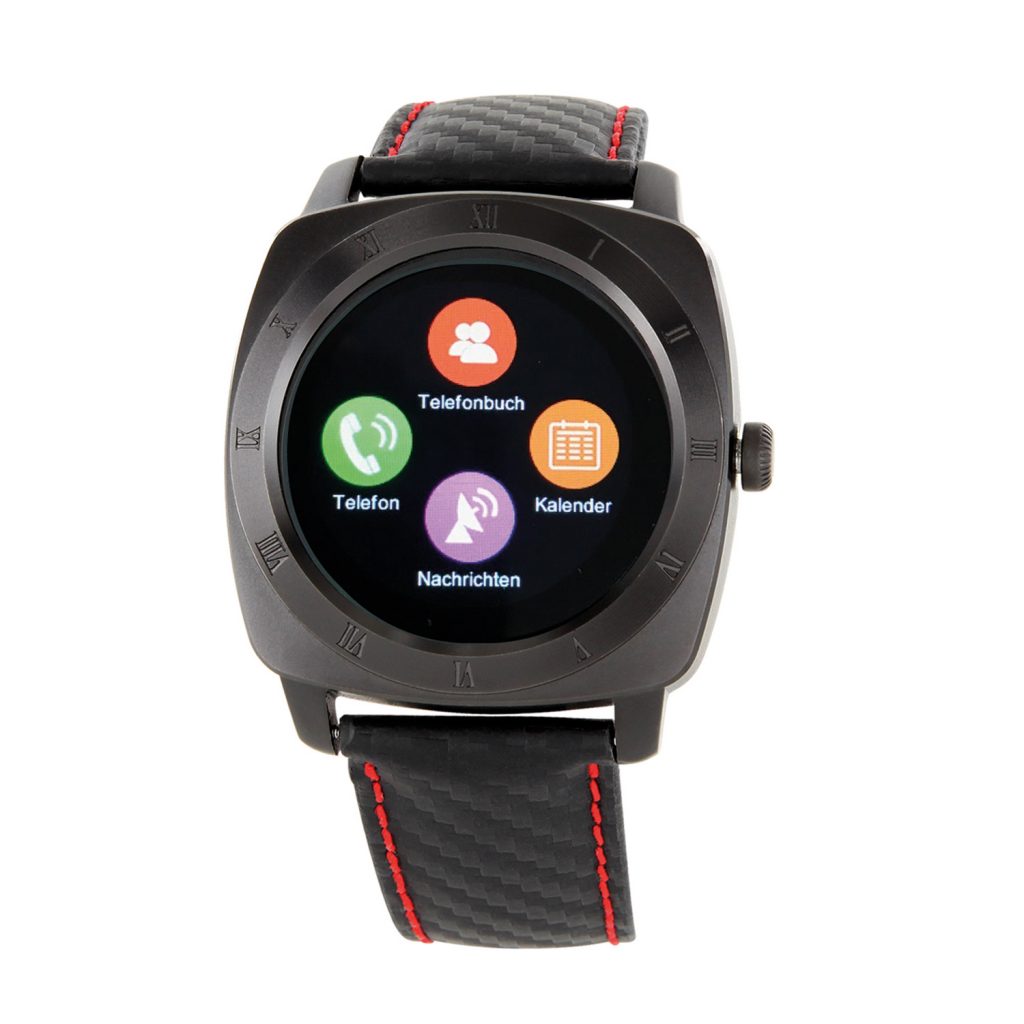Herren Smartwatch Android rund iOS Smartwatch Herren Smart Watch Leder Armband Smartwatch