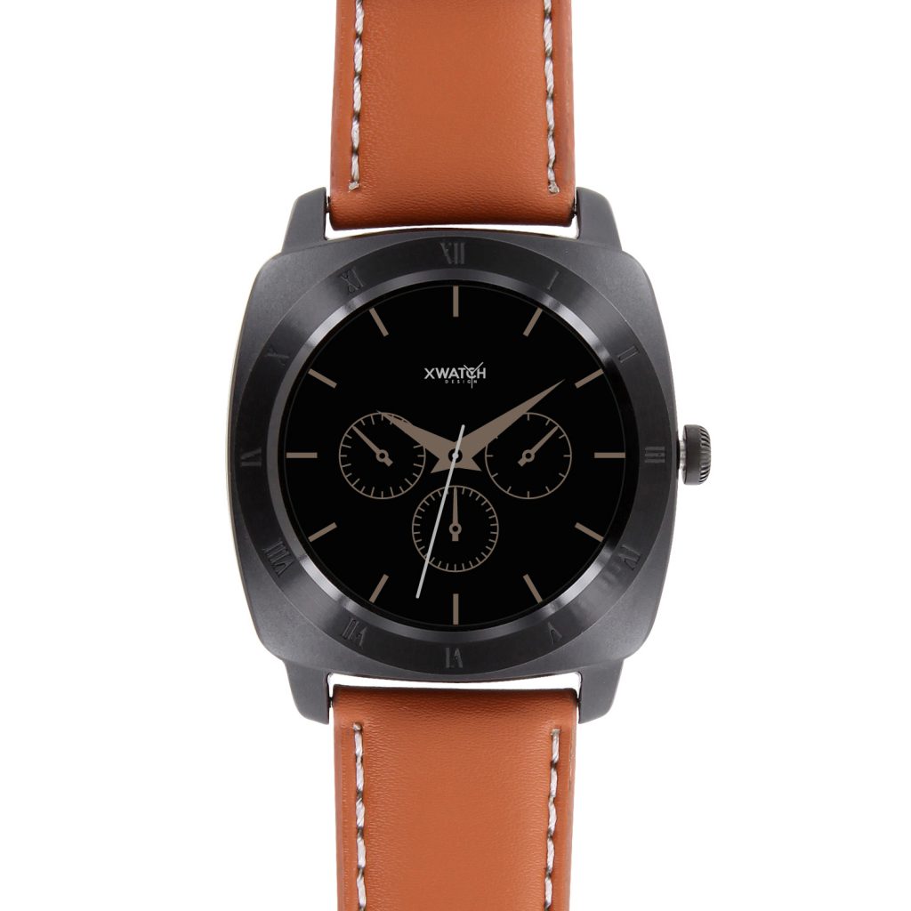 Herren Smartwatch Android rund iOS Smartwatch Herren Smart Watch Leder Armband Smartwatch