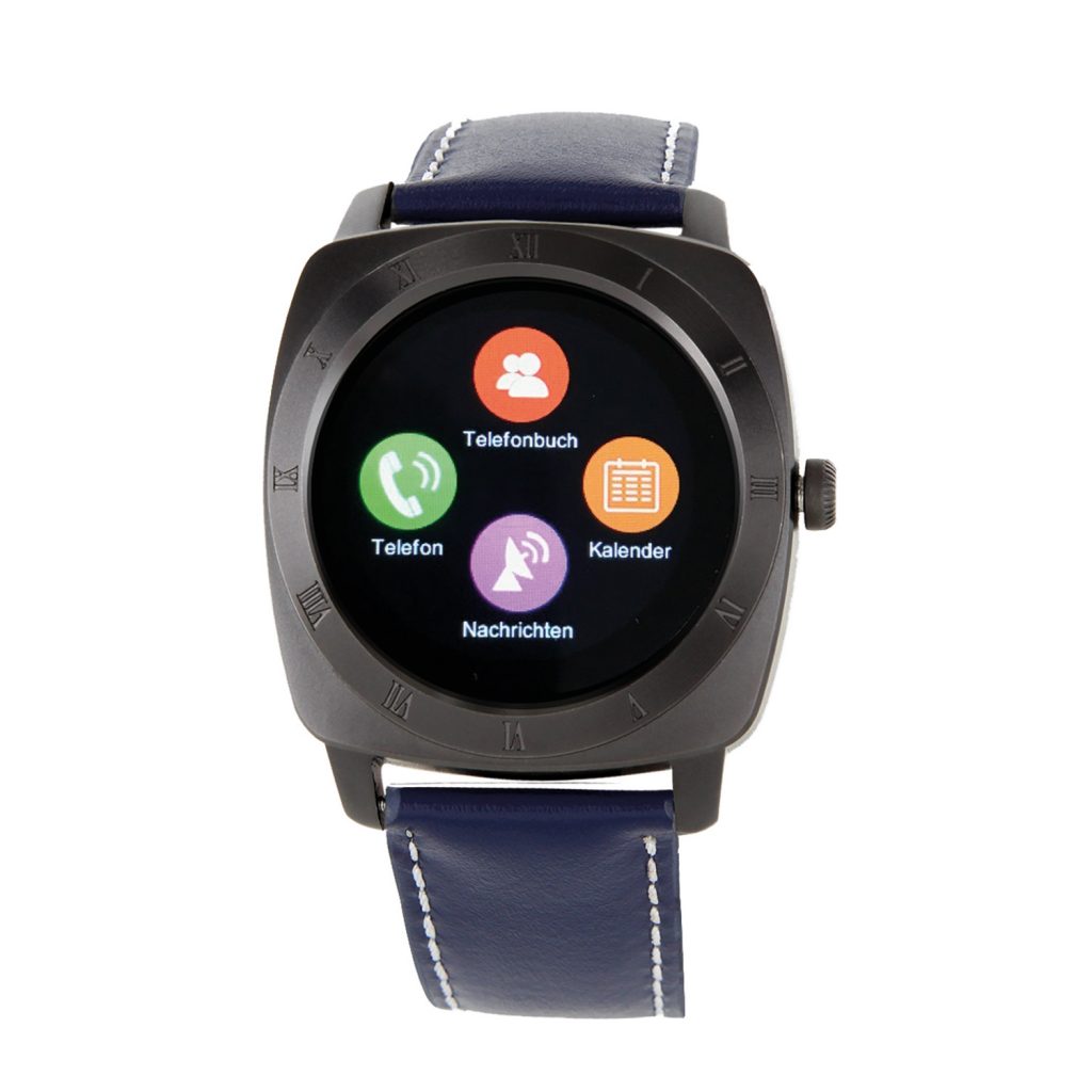Herren Smartwatch Android rund iOS Smartwatch Herren Smart Watch Leder Armband Smartwatch