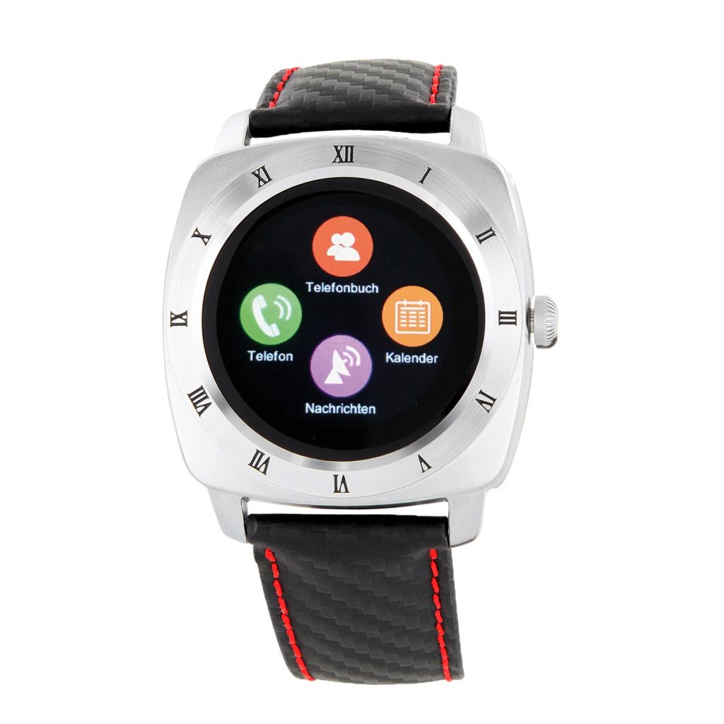 Herren Smartwatch Android rund iOS Smartwatch Herren Smart Watch Leder Armband Smartwatch
