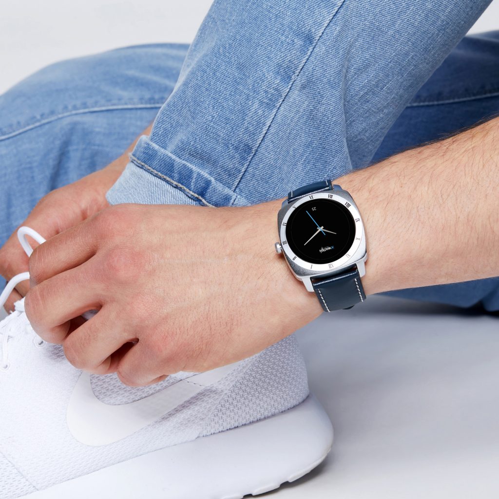 Herren Smartwatch Android rund iOS Smartwatch Herren Smart Watch Leder Armband Smartwatch