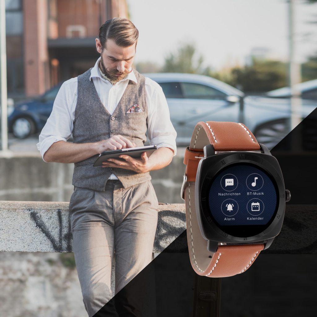 X-WATCH | NARA Black Chrome Brown | Bluetooth Musik