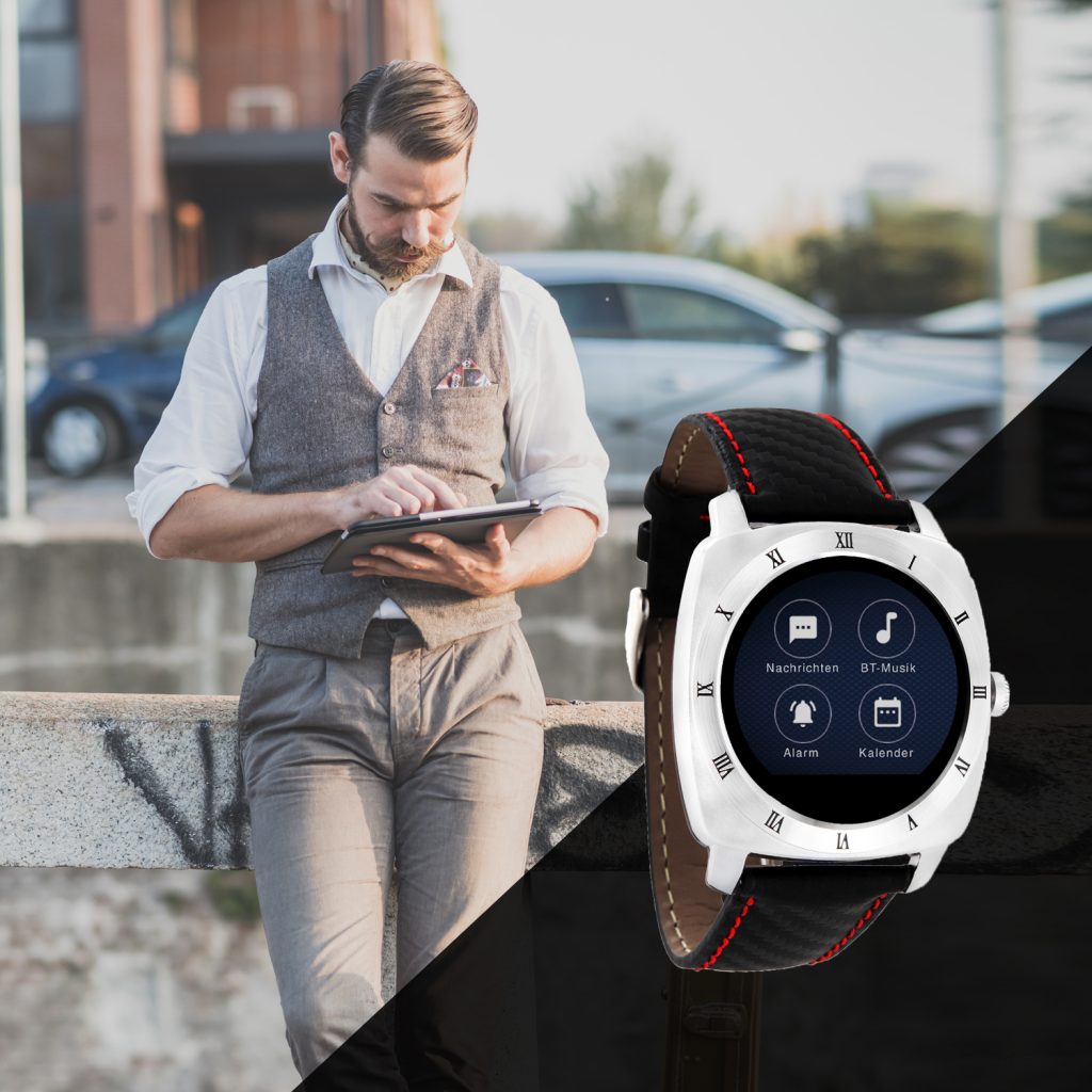X-WATCH | NARA Silver Carbon Red | Lederarmband
