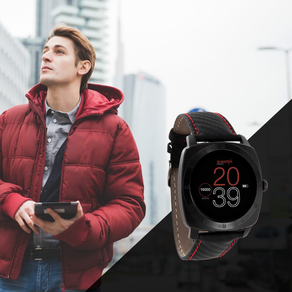 X-WATCH | NARA Black Chrome Red | Bluetooth Musik