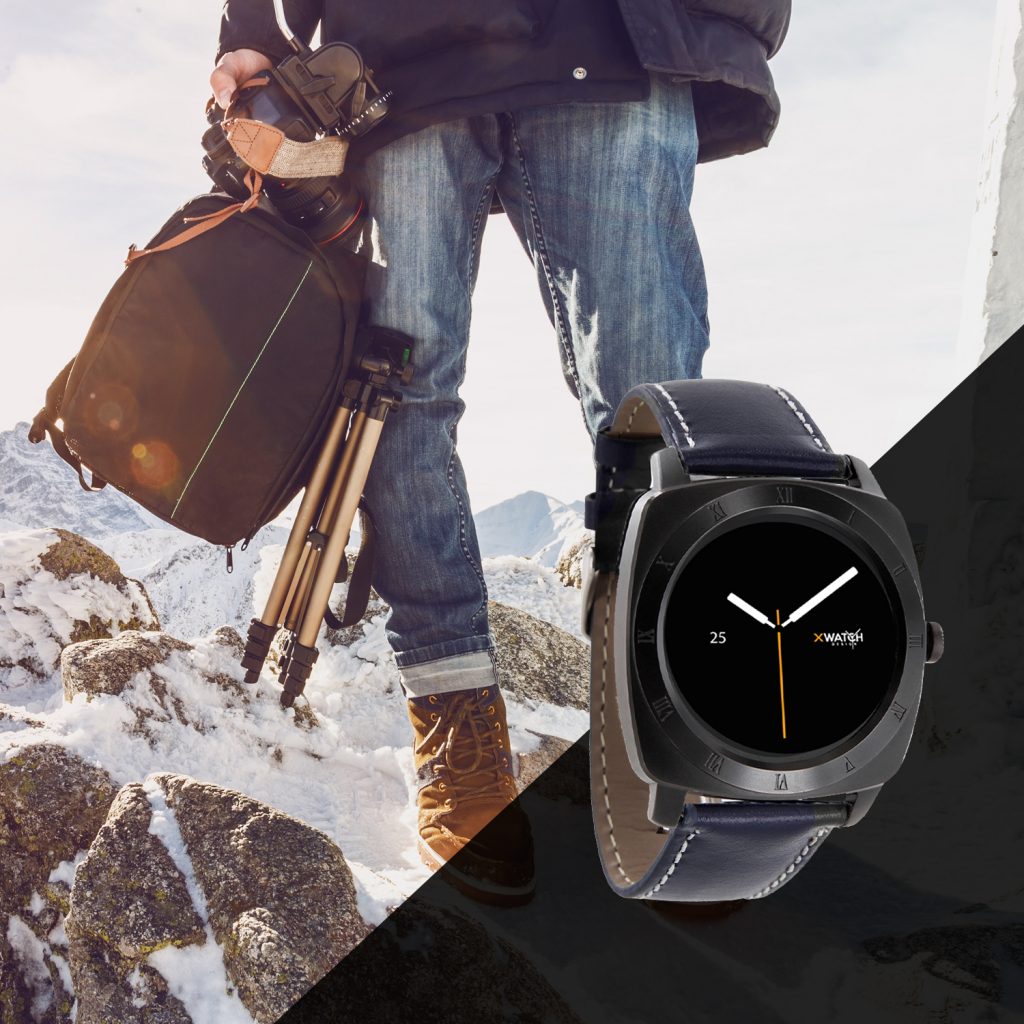 X-WATCH | NARA Black Chrome Blue | Lederarmband