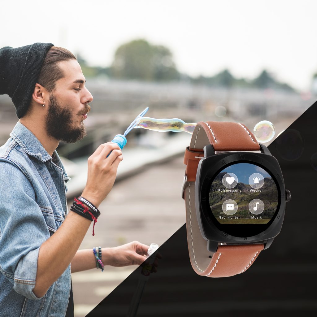 X-WATCH | NARA Black Chrome Brown | Pulsuhr