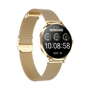 Kompakte Mini-Smartwatch in Gold für Damen – ideal für schmale Handgelenke